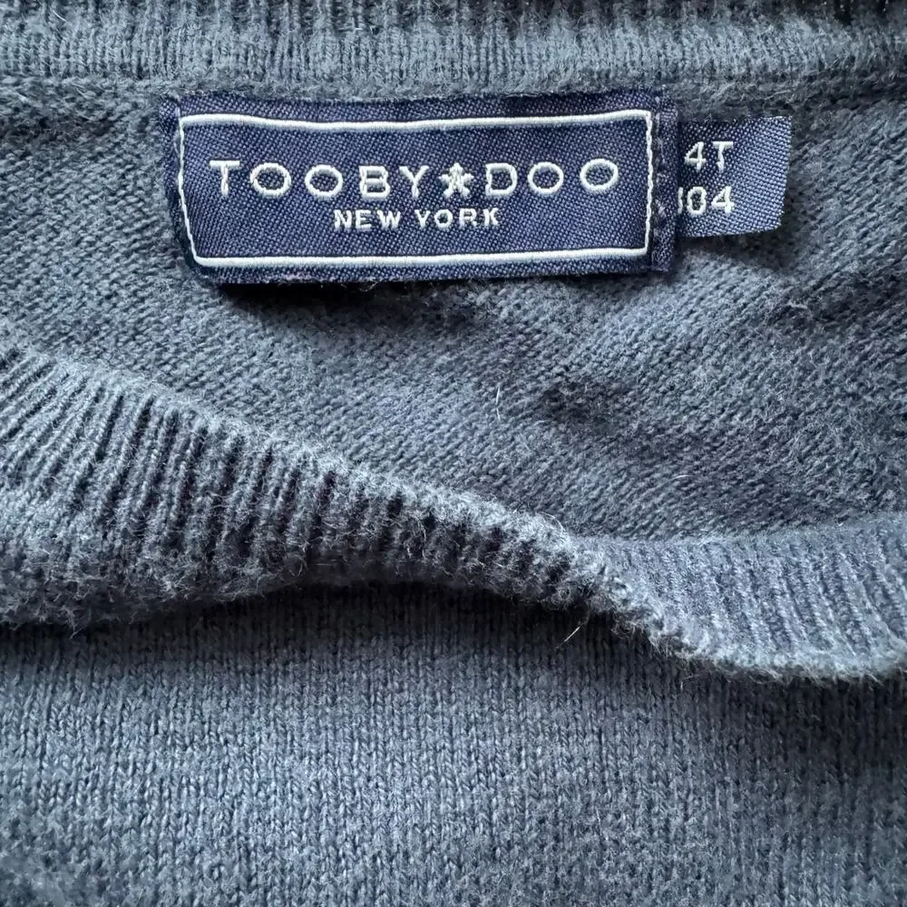 Toobydoo Colorblock Sweater Dress in Navy, Pink, and Red Stripes